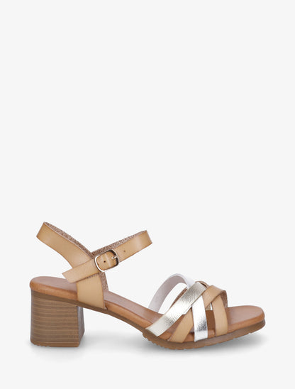 Sandales à brides entrelacées - Beige - 1