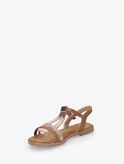 Nu-pieds effet python à paillettes - Camel - 4