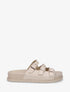 Claquettes à triple boucles en simili - Beige - 1