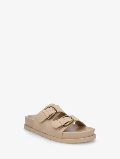 Claquettes en suédine à brides à boucle - Beige foncé - 2