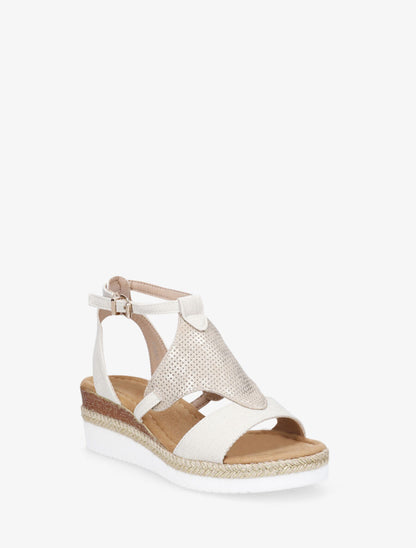 Sandales compensées bi-matière - Beige - 2
