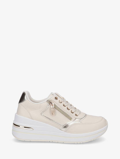 Baskets à plateforme et zip - Beige - 1