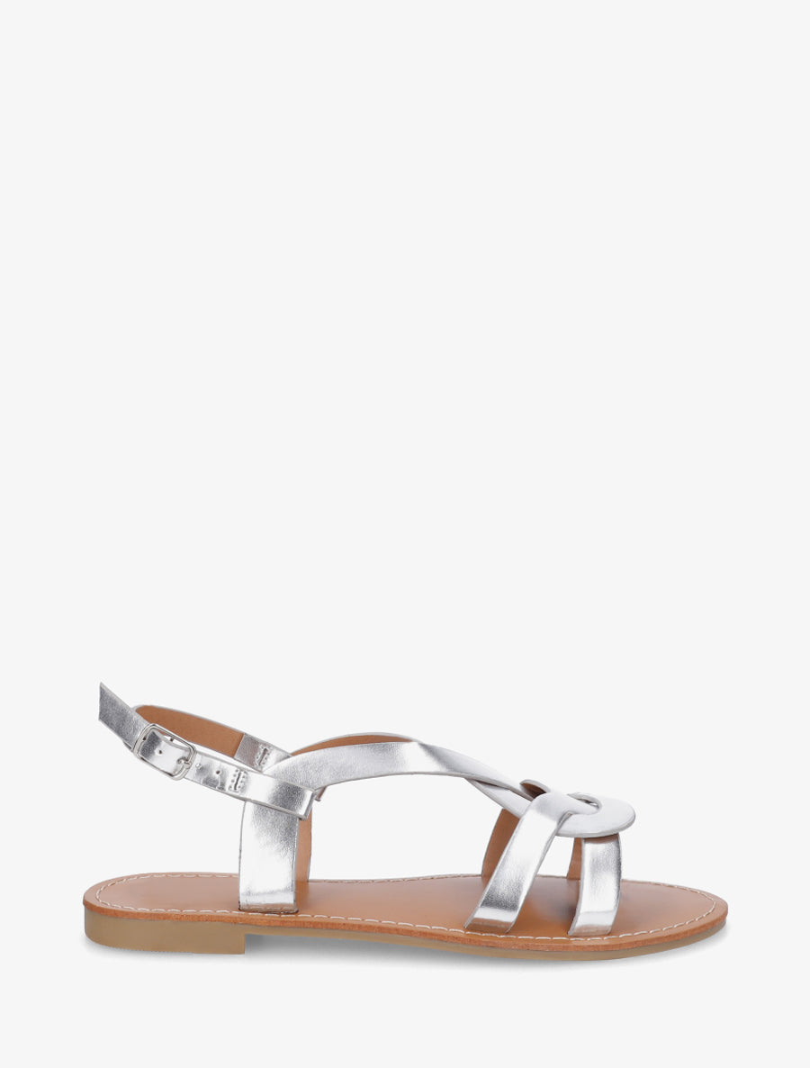 Nu-pieds en simili à brides entrelacées - Argent - 1