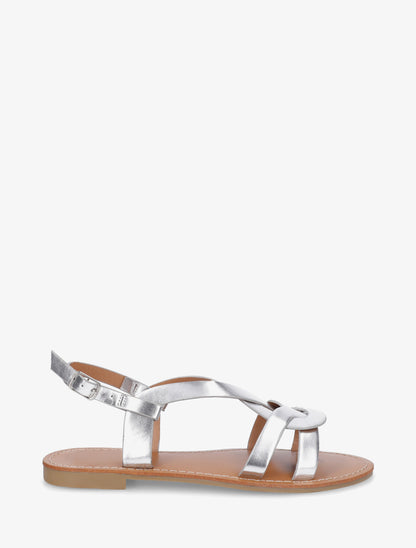 Nu-pieds en simili à brides entrelacées - Argent - 1