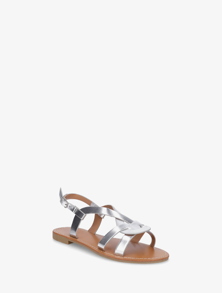 Nu-pieds en simili à brides entrelacées - Argent - 2