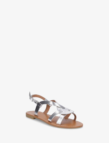 Nu-pieds en simili à brides entrelacées - Argent - 2