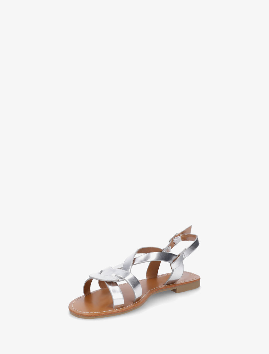 Nu-pieds en simili à brides entrelacées - Argent - 3