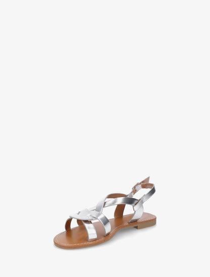 Nu-pieds en simili à brides entrelacées - Argent - 3