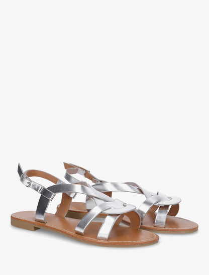 Nu-pieds en simili à brides entrelacées - Argent - 4