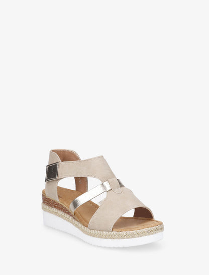 Sandales à scratch compensées en suédine - Taupe - 2