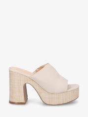 Mules à talon haut en suédine - Beige - 1