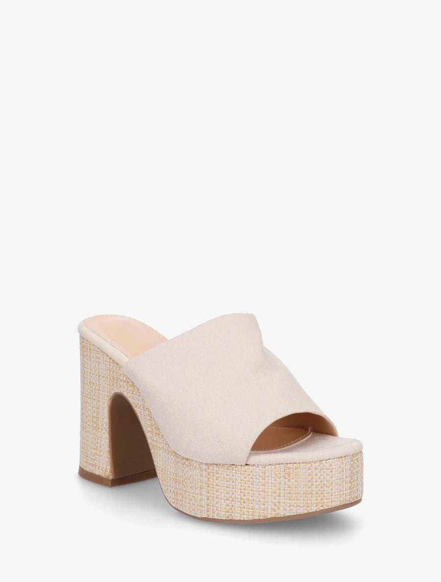 Mules à talon haut en suédine - Beige - 2
