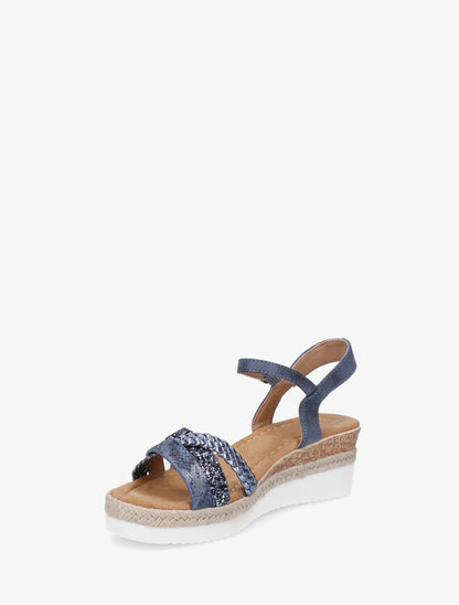 Sandales compensées à brides dépareillées - Bleu - 3