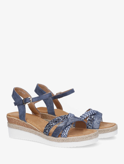 Sandales compensées à brides dépareillées - Bleu - 4