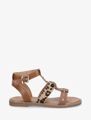Nu-pieds cloutés en simili - Camel - 1