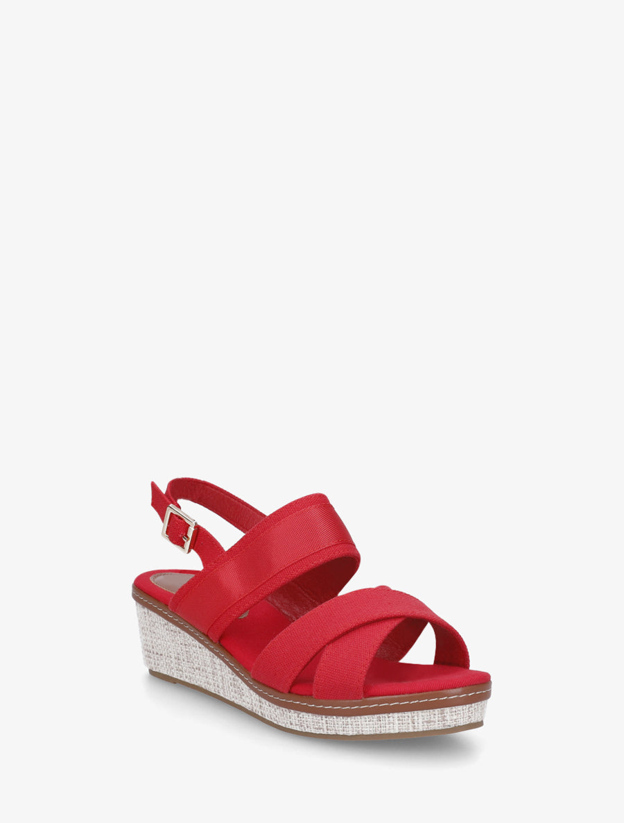 Sandales compensées à brides croisées - Rouge - 2