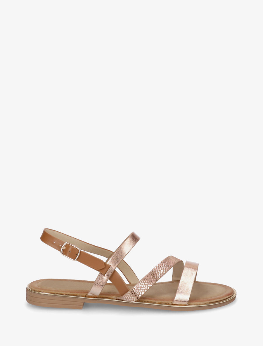 Nu-pieds à lannière python - Rose gold - 1