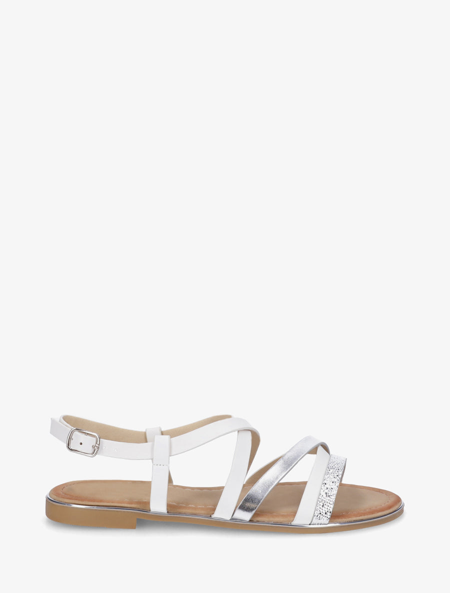 Nu-pieds en simili à brides croisées - Blanc - 1