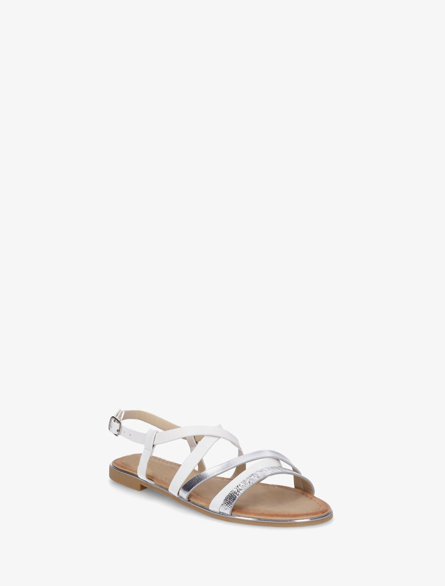 Nu-pieds en simili à brides croisées - Blanc - 2