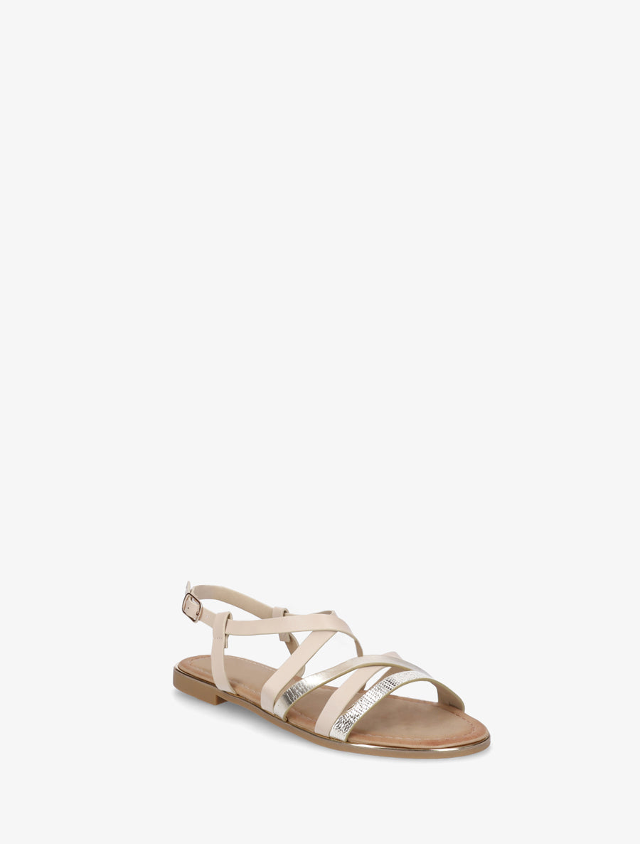 Nu-pieds en simili à brides croisées - Beige - 2