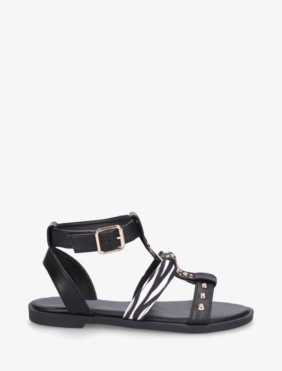 Nu-pieds à lannière zèbre - Noir - 1
