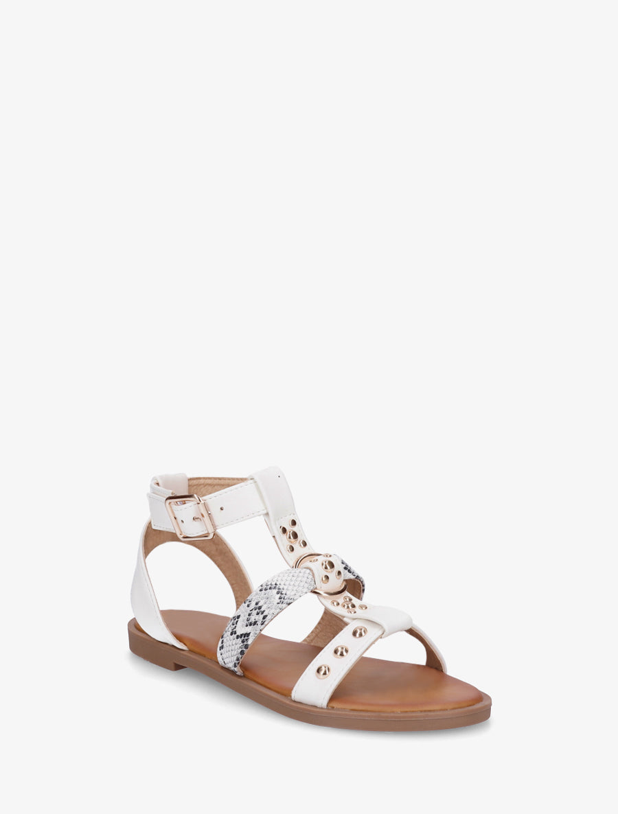 Nu-pieds à lannière python - Blanc - 2