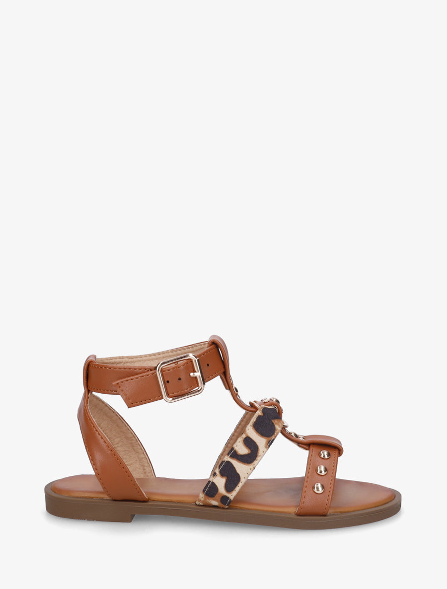 Nu-pieds à lannière léopard - Camel - 1