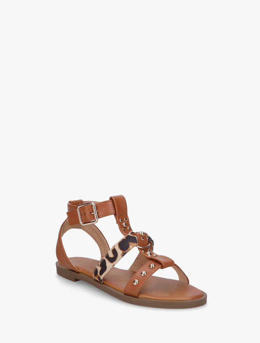 Nu-pieds à lannière léopard - Camel - 2