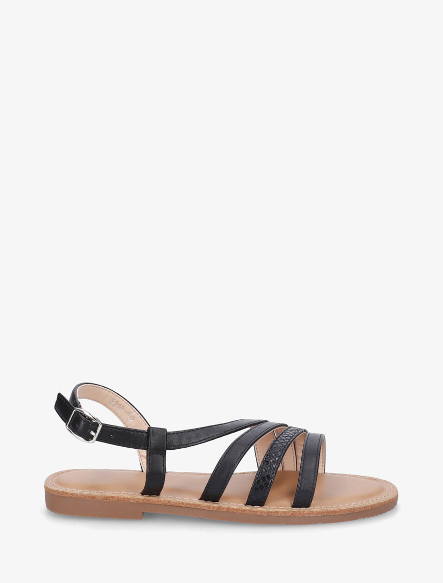 Nu-pieds en simili à détail python - Noir - 1
