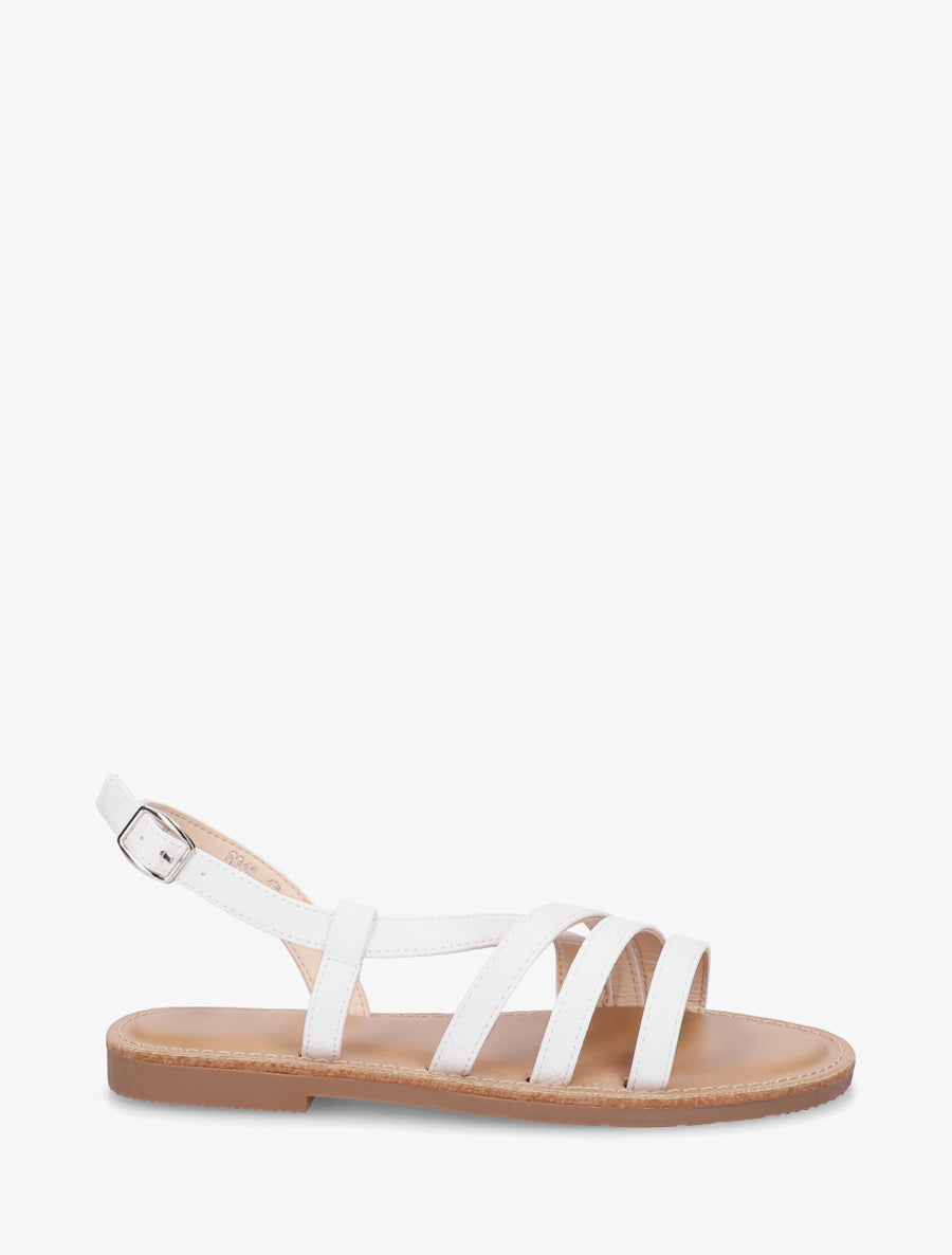 Nu-pieds en simili à détail python - Blanc - 1