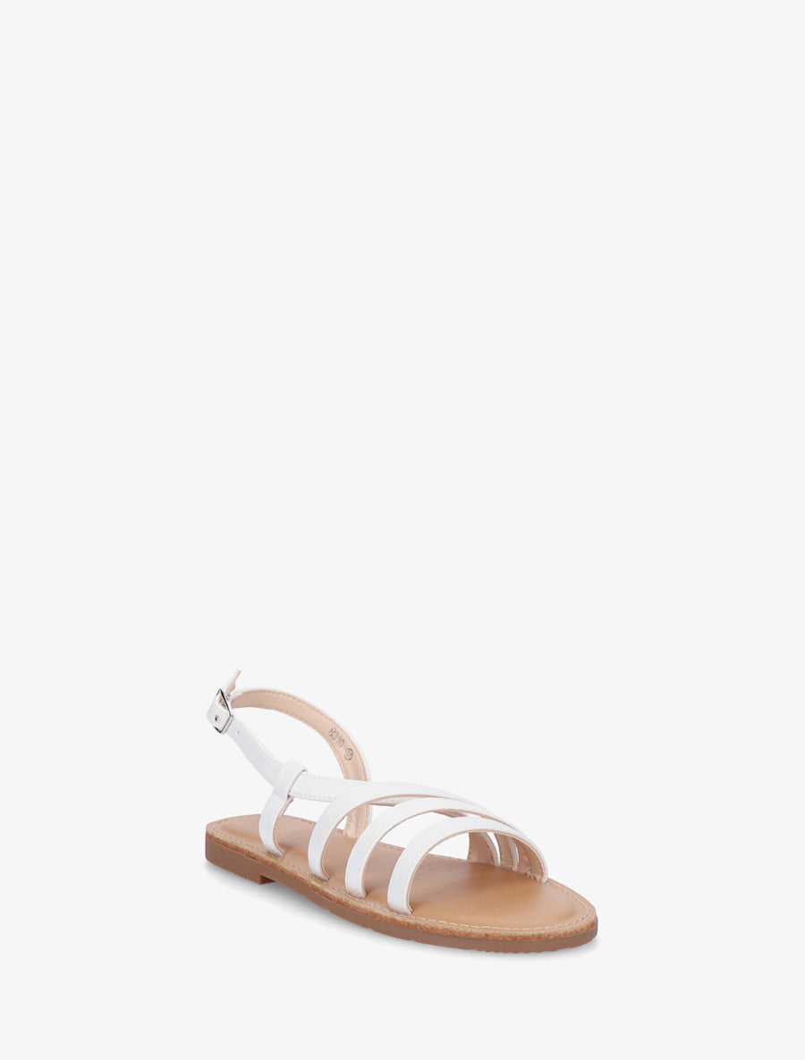 Nu-pieds en simili à détail python - Blanc - 2