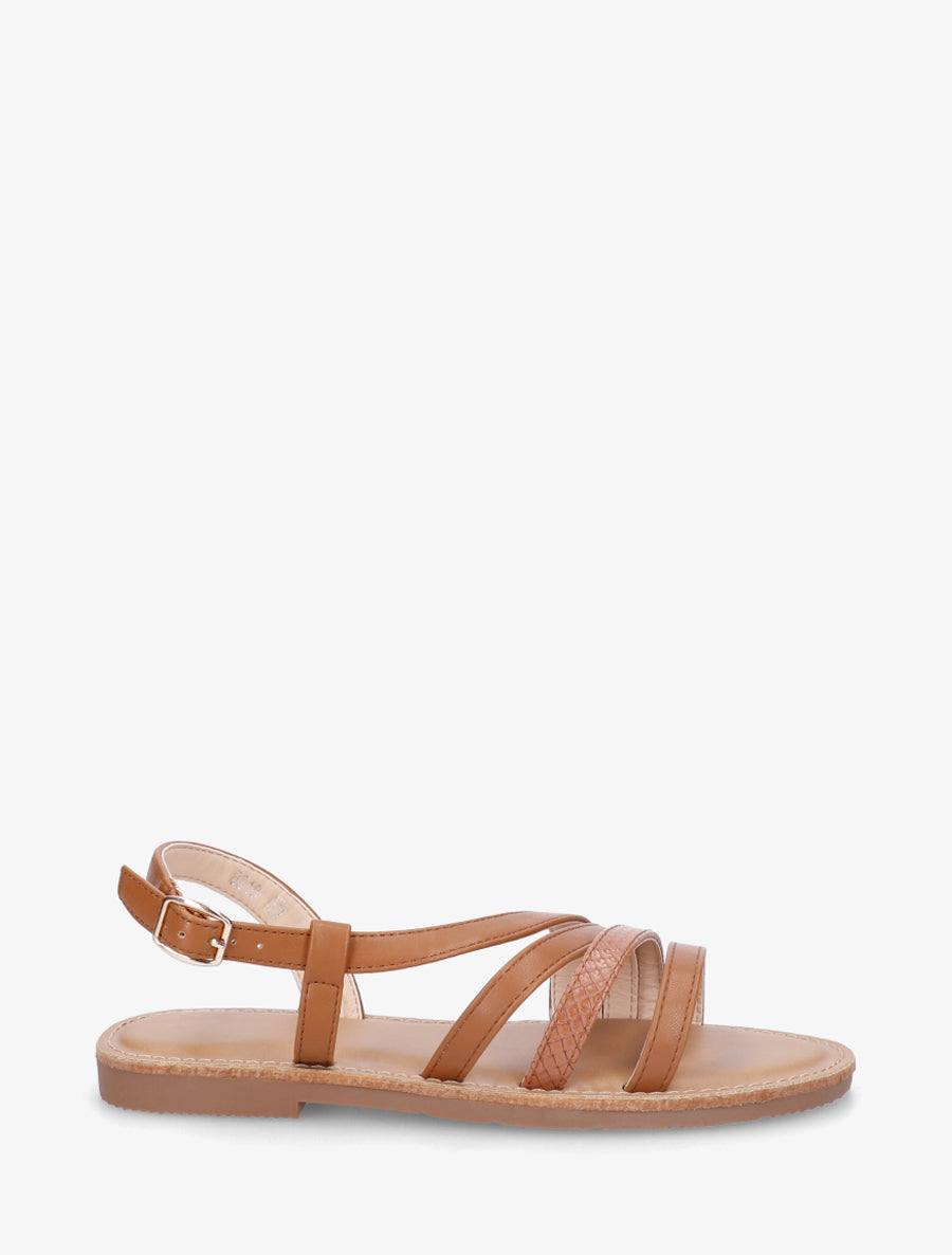Nu-pieds en simili à détail python - Camel - 1