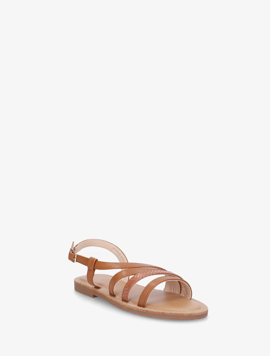 Nu-pieds en simili à détail python - Camel - 2