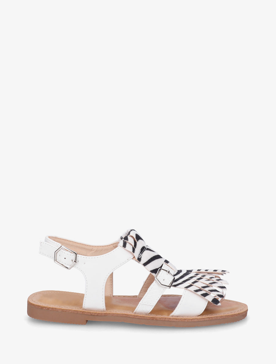 Nu-pieds frangés à double boucles - Blanc - 1