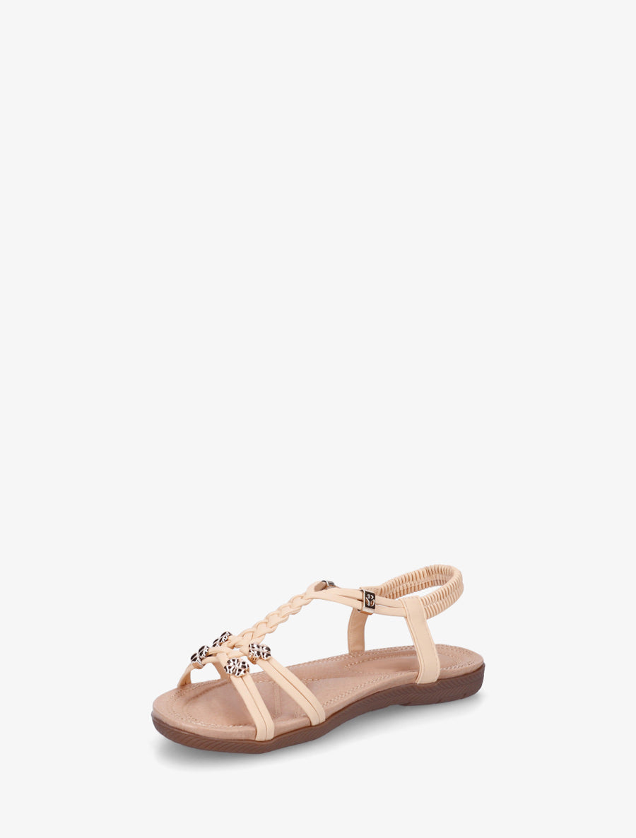 Sandales confort à empiècement bijoux - Beige - 3