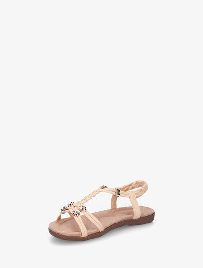 Sandales confort à empiècement bijoux - Beige - 3