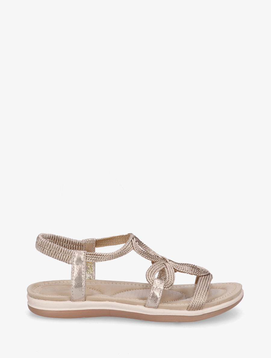 Sandales élastiquées en cordelette - Rose gold - 1