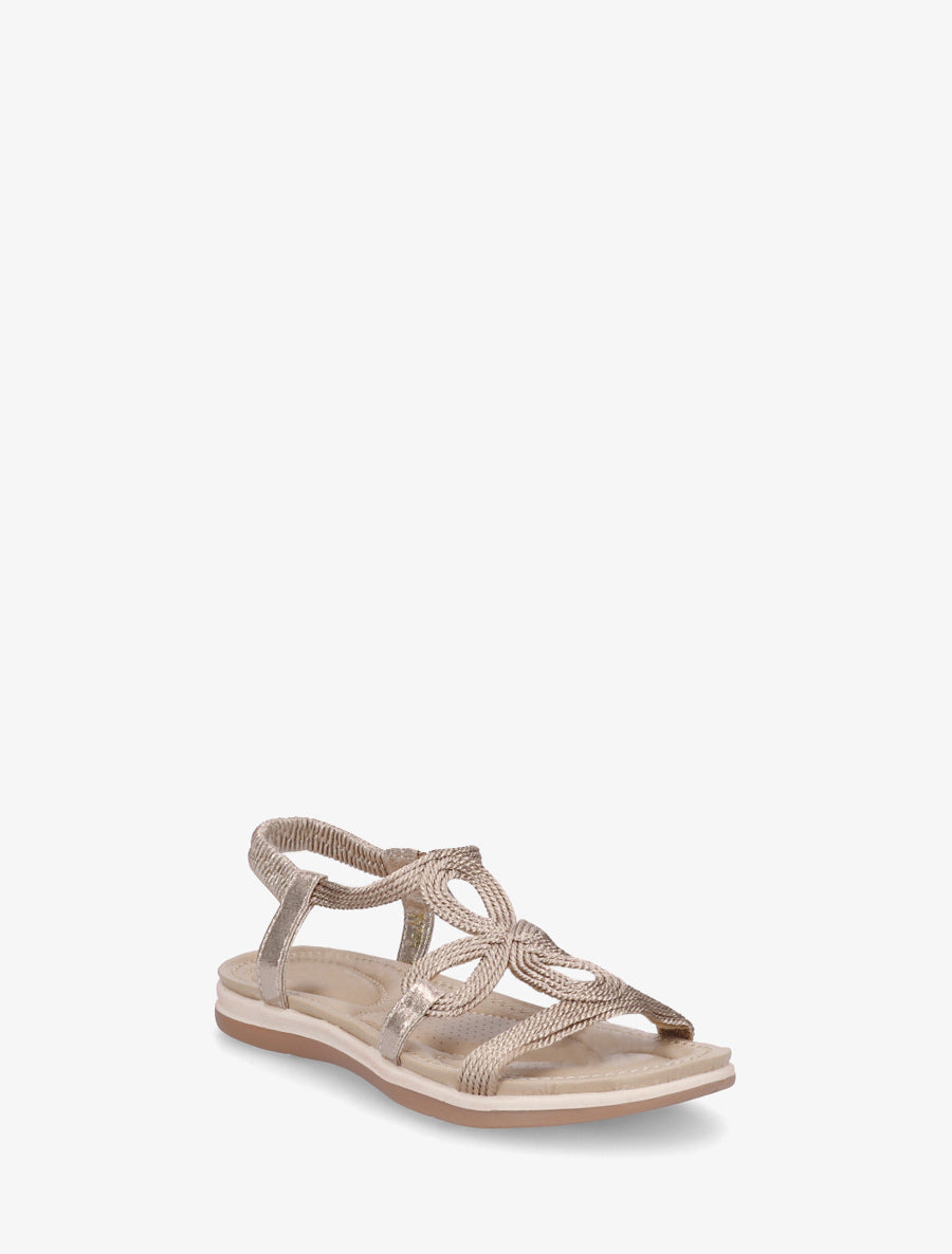Sandales élastiquées en cordelette - Rose gold - 2