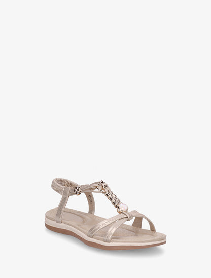 Sandales à bijoux et cheville élastiquée - Or - 2