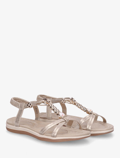 Sandales à bijoux et cheville élastiquée - Or - 4