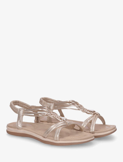 Sandales à bride tressée et bijoux - Or - 4