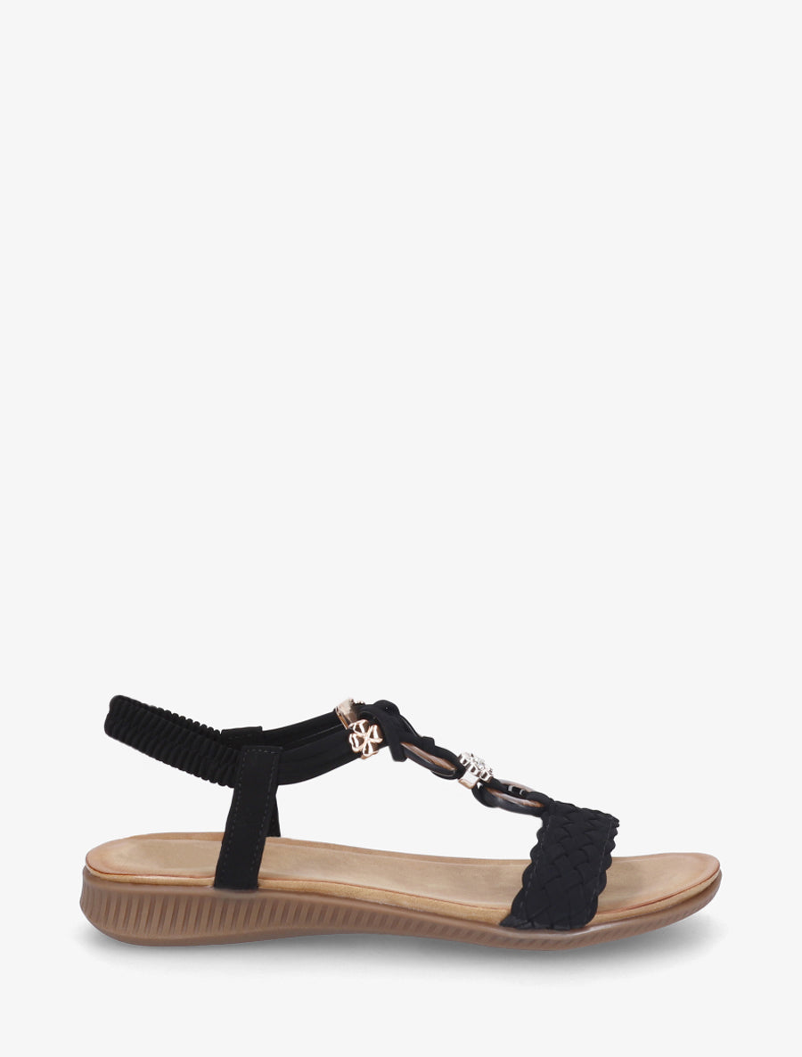 Nu-pieds à empiècement bijoux - Noir - 1