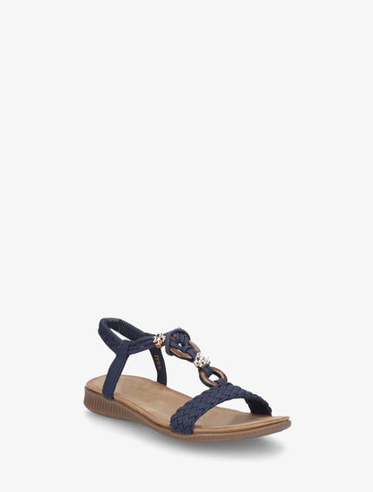 Nu-pieds à empiècement bijoux - Marine - 2
