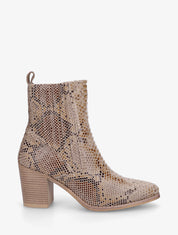 Bottines imprimé python - Beige - 1