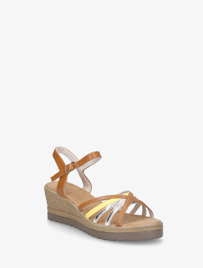 Sandales compensées brides croisées - Camel - 2