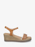 Sandales compensées à bride fantaisie - Camel - 1