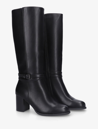 Bottes classqiues à talon en simili - Noir - 4