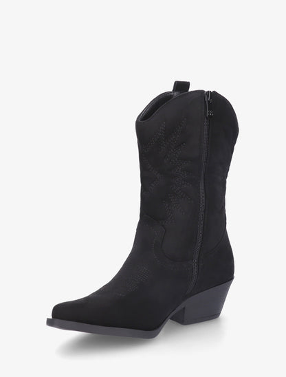 Bottines style santiags en suédine - Noir - 3