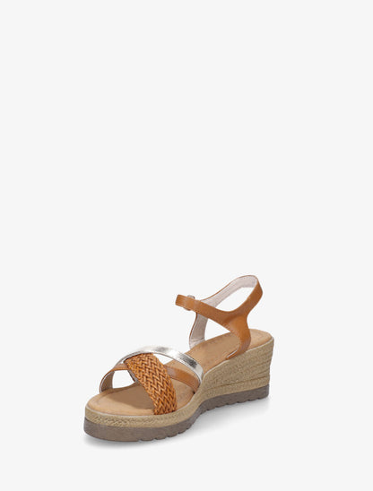 Sandales compensées brides tressées - Camel - 3