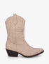Bottines style santiags en suédine - Beige - 1